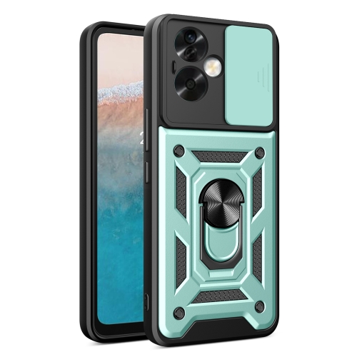

For OPPO A79 5G Global Sliding Camera Cover Design TPU Hybrid PC Phone Case(Mint Green)