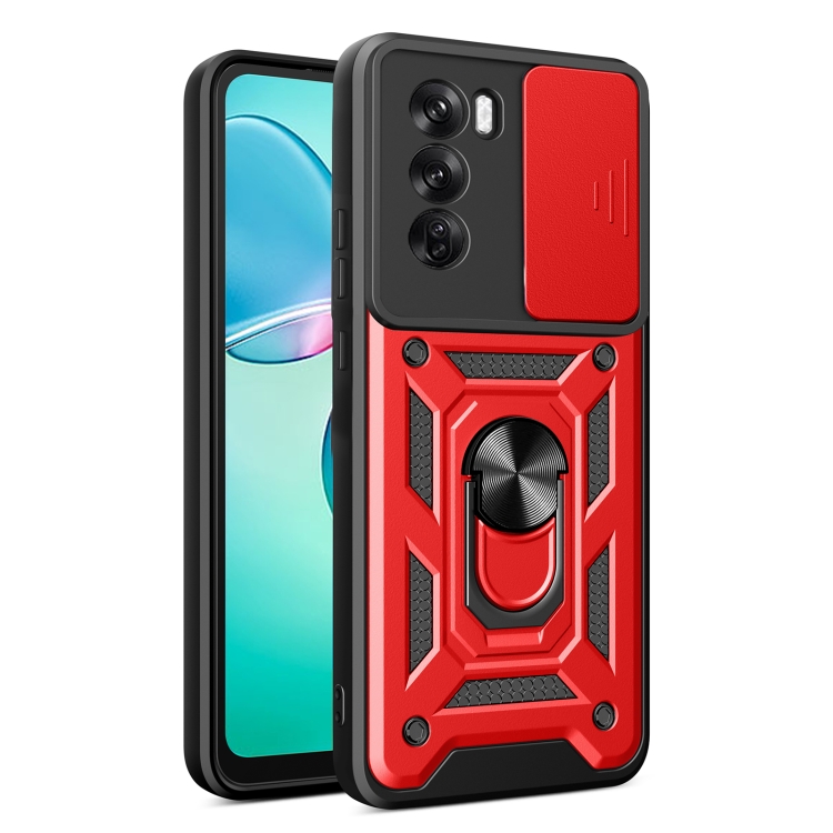 

For OPPO Reno12 Pro 5G Global Sliding Camera Cover Design TPU Hybrid PC Phone Case(Red)