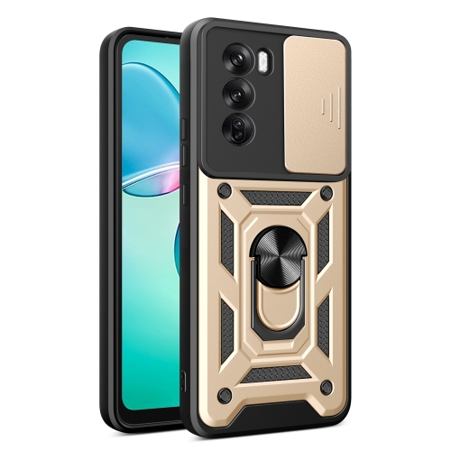 

For OPPO Reno12 Pro 5G Global Sliding Camera Cover Design TPU Hybrid PC Phone Case(Gold)