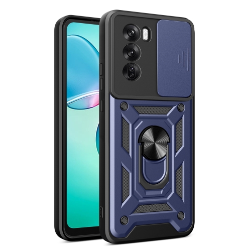 

For OPPO Reno12 Pro 5G Global Sliding Camera Cover Design TPU Hybrid PC Phone Case(Blue)