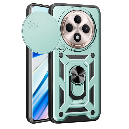 

For OPPO Reno12 F 5G Global Sliding Camera Cover Design TPU Hybrid PC Phone Case(Mint Green)