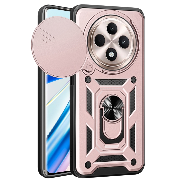 

For OPPO Reno12 F 5G Global Sliding Camera Cover Design TPU Hybrid PC Phone Case(Rose Gold)