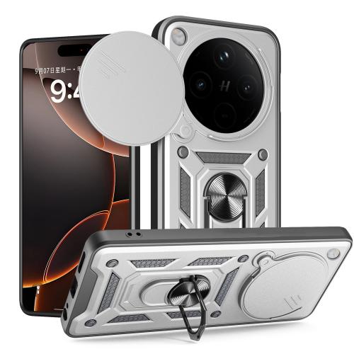 

For OPPO Find X8 Pro Sliding Camera Cover Design TPU Hybrid PC Phone Case(Silver)