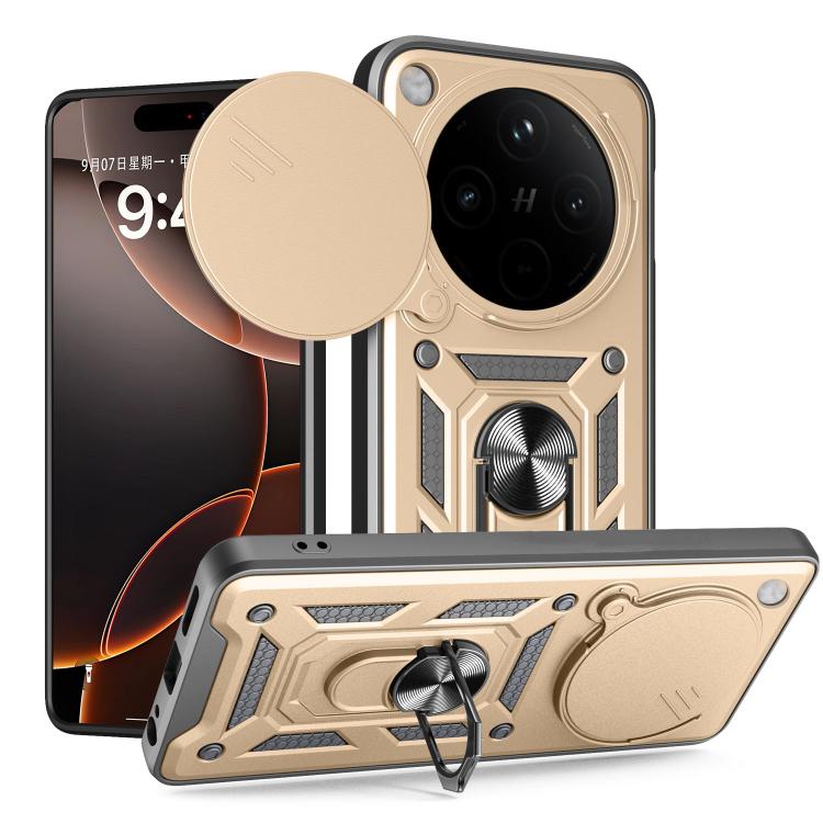 

For OPPO Find X8 Sliding Camera Cover Design TPU Hybrid PC Phone Case(Gold)
