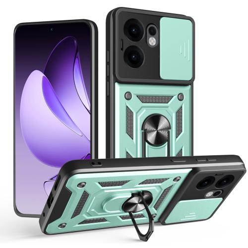 

For OPPO Reno13 F 4G / 5G Sliding Camera Cover Design TPU Hybrid PC Phone Case(Mint Green)