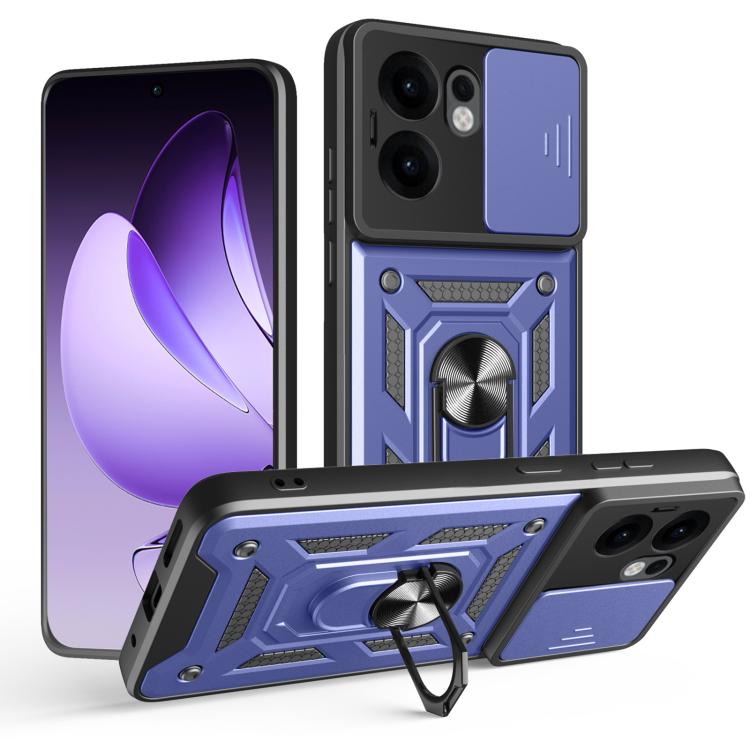 

For OPPO Reno13 F 4G / 5G Sliding Camera Cover Design TPU+PC Phone Case(Blue)