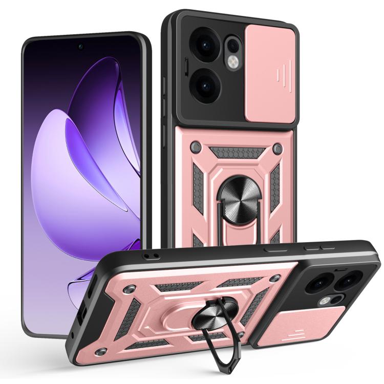 

For OPPO Reno13 F 4G / 5G Sliding Camera Cover Design TPU Hybrid PC Phone Case(Rose Gold)