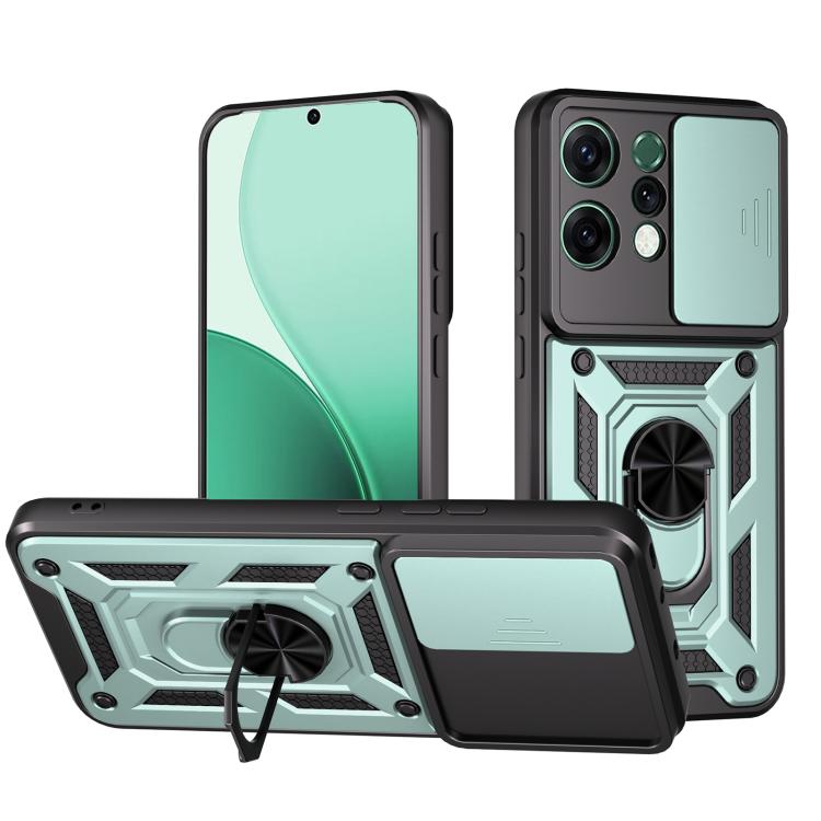 

For OPPO Reno14 5G Global Sliding Camera Cover Design TPU+PC Phone Case(Mint Green)
