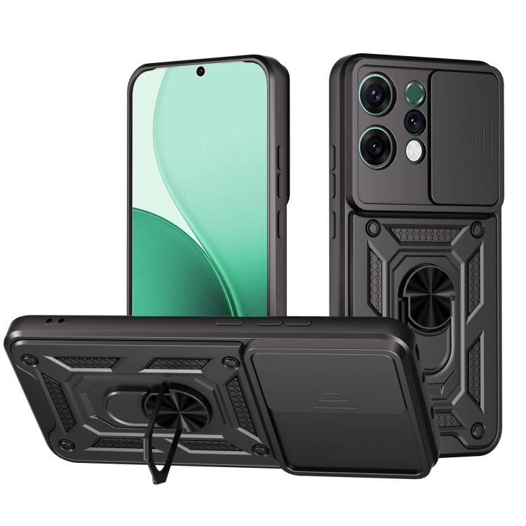 

For OPPO Reno14 5G Global Sliding Camera Cover Design TPU+PC Phone Case(Black)