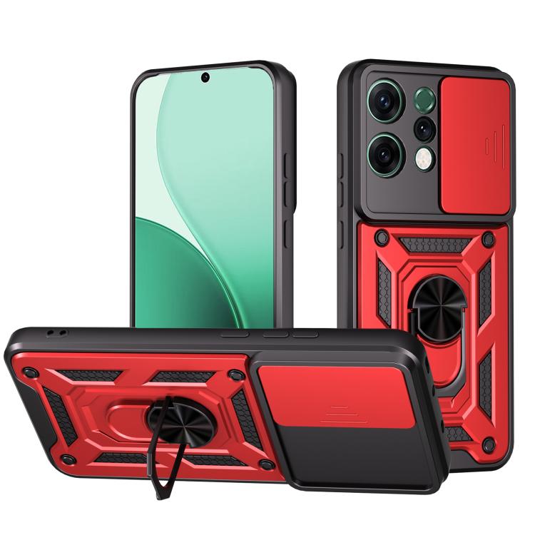 

For OPPO Reno14 5G Global Sliding Camera Cover Design TPU+PC Phone Case(Red)
