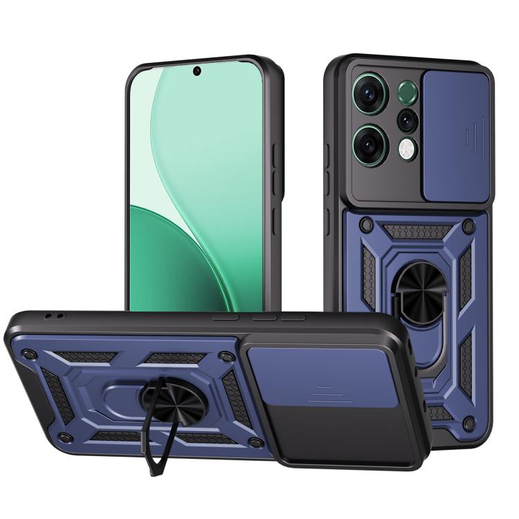 

For OPPO Reno14 5G Global Sliding Camera Cover Design TPU+PC Phone Case(Blue)