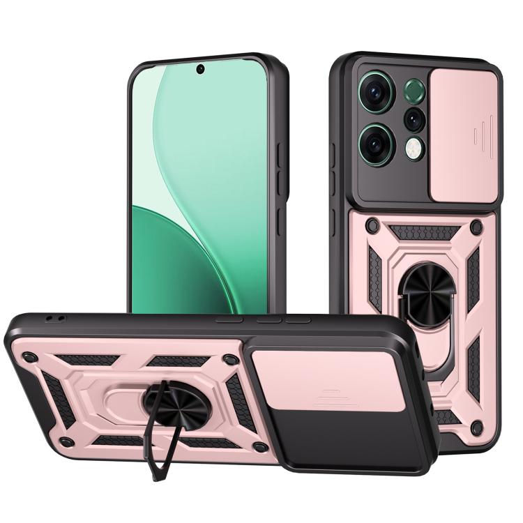 

For OPPO Reno14 5G Global Sliding Camera Cover Design TPU+PC Phone Case(Rose Gold)