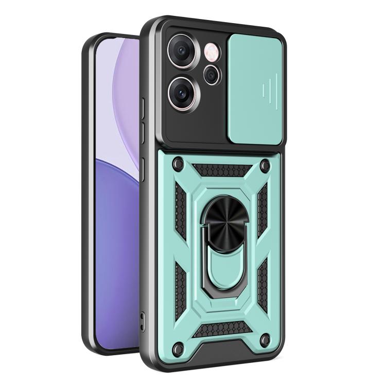 

For OPPO Reno14 F 5G Global Sliding Camera Cover Design TPU+PC Phone Case(Mint Green)