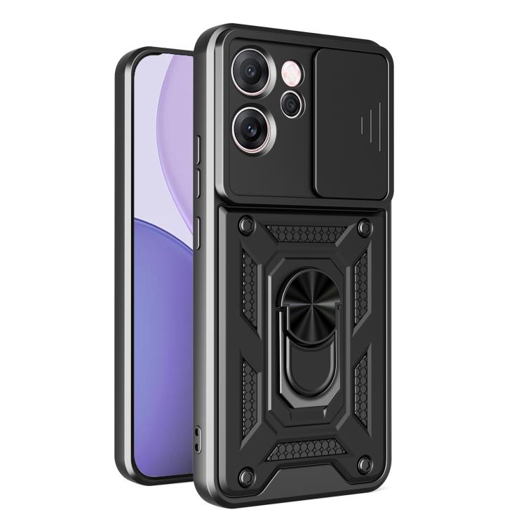 

For OPPO Reno14 F 5G Global Sliding Camera Cover Design TPU+PC Phone Case(Black)