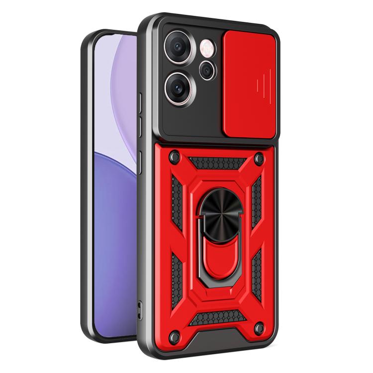 

For OPPO Reno14 F 5G Global Sliding Camera Cover Design TPU+PC Phone Case(Red)