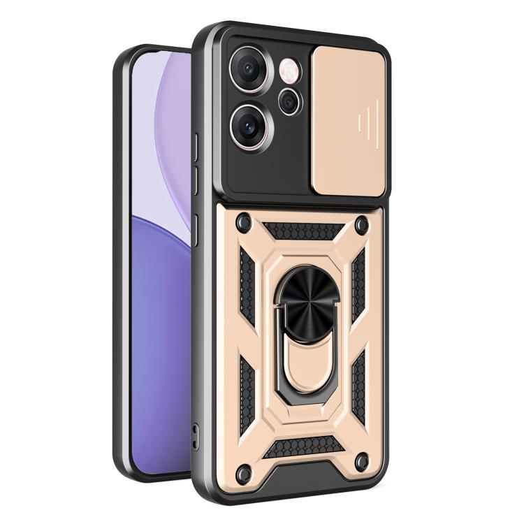

For OPPO Reno14 F 5G Global Sliding Camera Cover Design TPU+PC Phone Case(Gold)