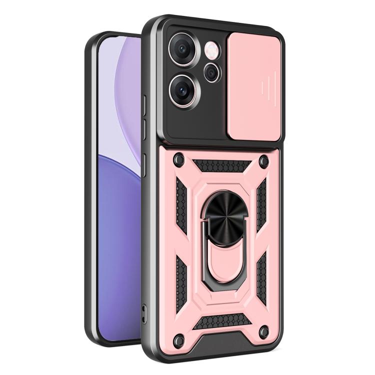 

For OPPO Reno14 F 5G Global Sliding Camera Cover Design TPU+PC Phone Case(Rose Gold)