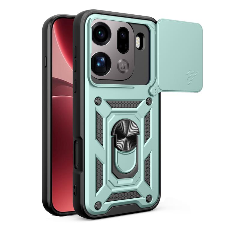 

For OPPO Find X9 Pro Sliding Camera Cover Design TPU+PC Phone Case(Mint Green)