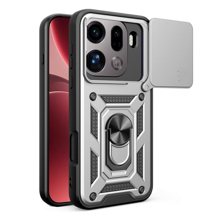 

For OPPO Find X9 Pro Sliding Camera Cover Design TPU+PC Phone Case(Silver)