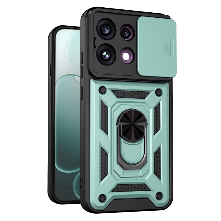 For OPPO Reno16 F 5G Global Sliding Camera Cover Design TPU+PC Phone Case(Mint Green)