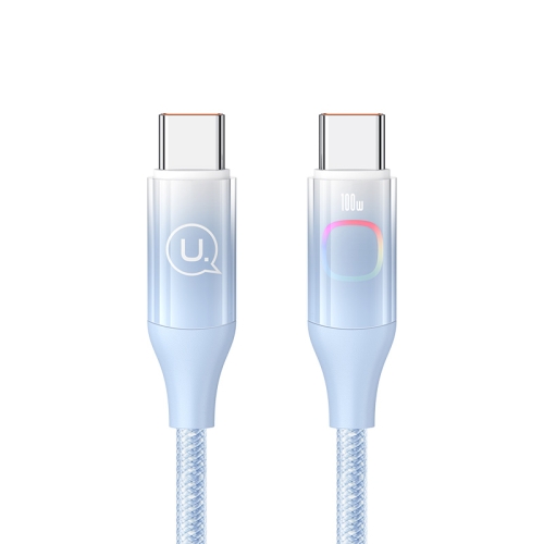 

USAMS US-SJ640 1.2m Type-C to Type-C PD100W Fast Charging Cable with Colorful Light(Gradient Blue)