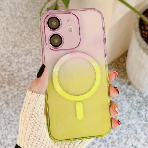 For iPhone 12 MagSafe Magnetic TPU + Acrylic Gradient Color Phone Case(Purple Yellow) 200g capacity transparency acrylic material cream bottle