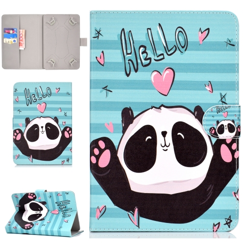 

For 10 inch Universal Tablet PC Colored Drawing Pattern Horizontal Flip PU Leather Case with Holder & Card Slot(Love Panda)