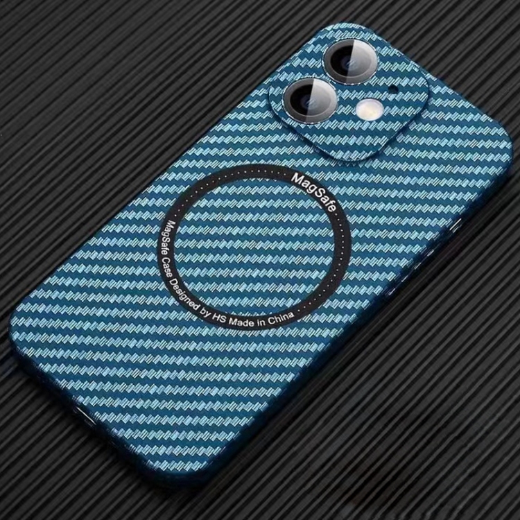 

For iPhone 11 MagSafe Magnetic PC Carbon Fiber Phone Case with Lens Film(Blue)