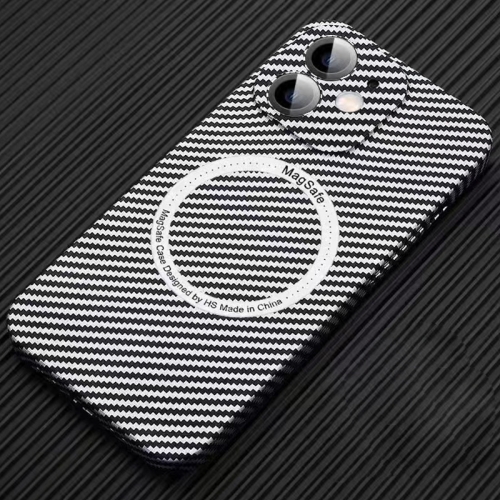 

For iPhone 11 MagSafe Magnetic PC Carbon Fiber Phone Case with Lens Film(Silver White)