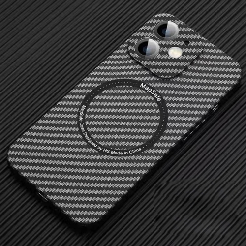 

For iPhone 11 MagSafe Magnetic PC Carbon Fiber Phone Case with Lens Film(Black)