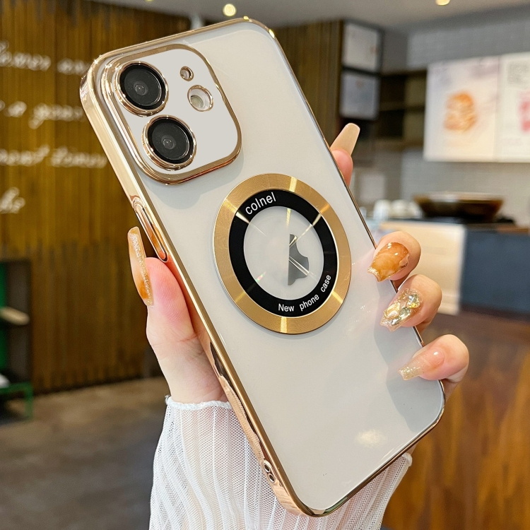 

For iPhone 11 Transparent Electroplated PC MagSafe Phone Case(Gold)