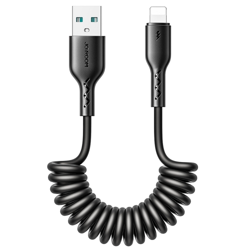 

JOYROOM SA38-AL3 3A USB to 8 Pin Coiled Fast Charging Data Cable, Length:1.5m(Black)
