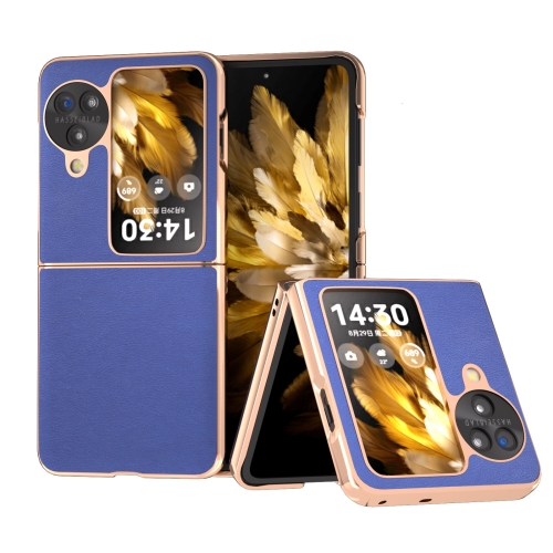 

For OPPO Find N3 Flip Nano Electroplating Haze Texture PU Phone Case(Dark Blue)