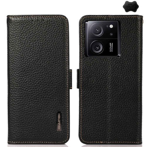 

For Xiaomi Redmi K60 Ultra / 13T KHAZNEH Side-Magnetic Litchi Genuine Leather RFID Phone Case(Black)