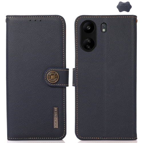 

For Xiaomi Redmi 13C KHAZNEH Custer Texture RFID Genuine Leather Phone Case(Blue)