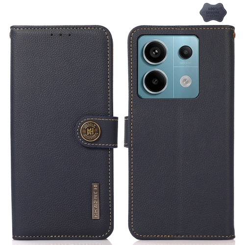 

For Xiaomi Redmi Note 13 KHAZNEH Custer Texture RFID Genuine Leather Phone Case(Blue)