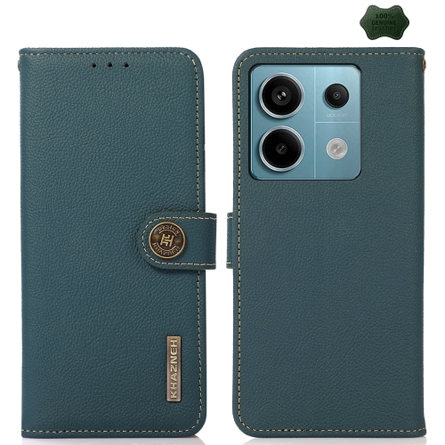 

For Xiaomi Redmi Note 13 Pro KHAZNEH Custer Texture RFID Genuine Leather Phone Case(Green)