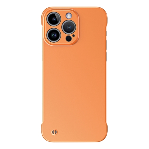 

For iPhone 15 Pro Frameless Metallic Paint Hybrid PC Phone Case(Orange)
