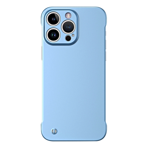 

For iPhone 15 Pro Frameless Metallic Paint Hybrid PC Phone Case(Sierra Blue)