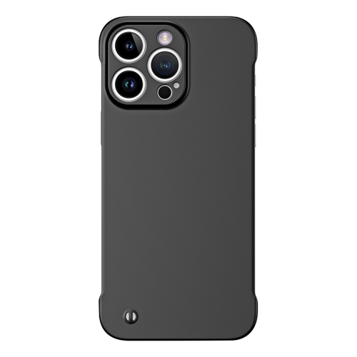 

For iPhone 14 Pro Max Frameless Metallic Paint Hybrid PC Phone Case(Matte Black)