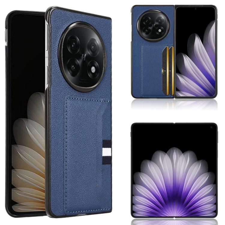 

For OPPO Find N5 Litchi Texture Card Slots Back Cover Phone Case(Blue)