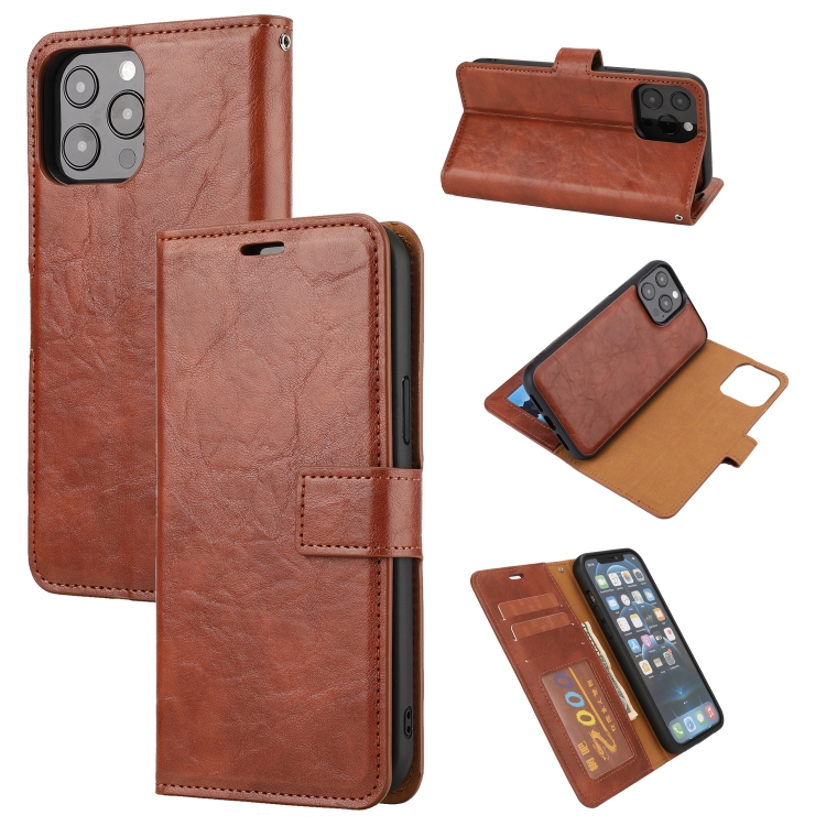 

For iPhone 15 Pro Max Crazy Horse Texture Detachable Horizontal Flip PU Case(Brown)