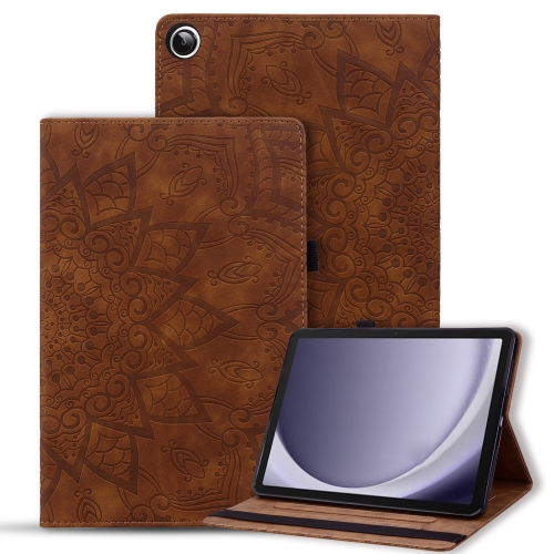 

For Samsung Galaxy Tab A9+ Calf Texture Embossed Leather Tablet Case(Brown)