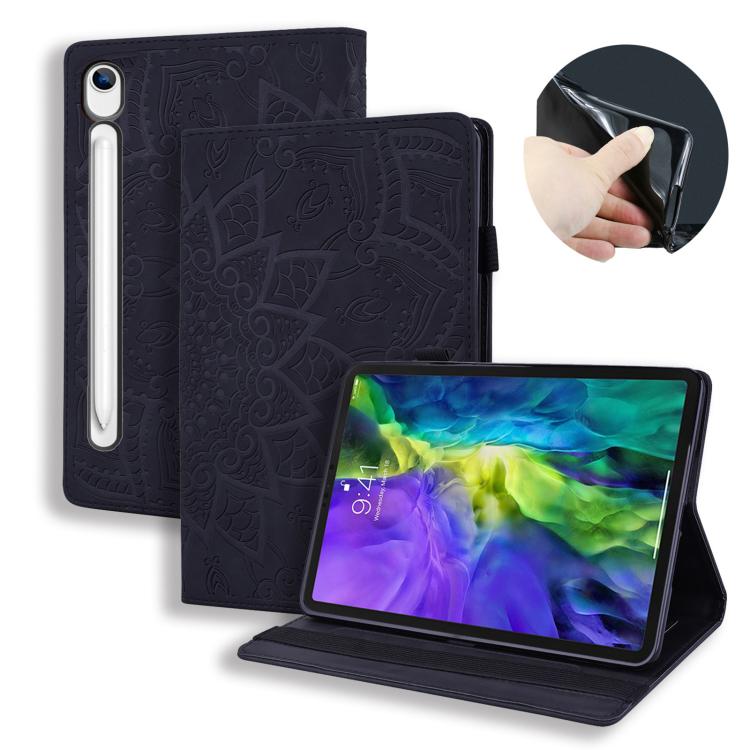 

For Samsung Galaxy Tab S10 Lite / S10 FE Calf Texture Embossed Leather Tablet Case(Black)
