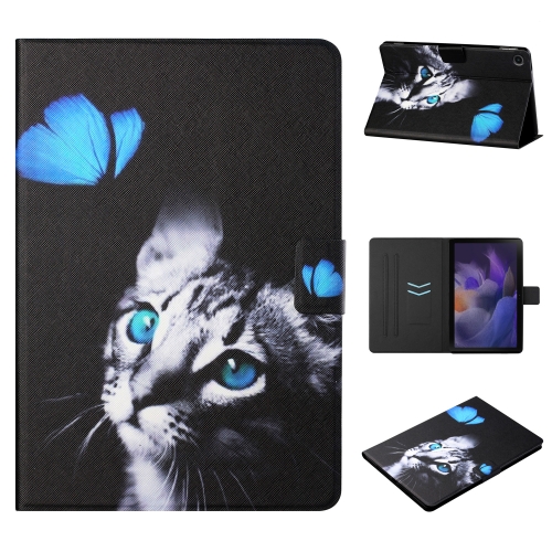 

For Samsung Galaxy Tab A9 Colored Drawing Horizontal Flip PU Tablet Case with Sleep / Wake-up Function(Butterfly Cat)