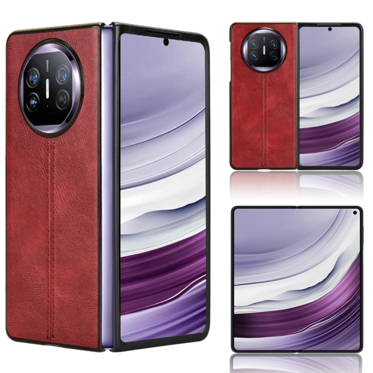 

For Huawei Mate X5 Cow Pattern Sewing Back Cover Phone Case(Red)