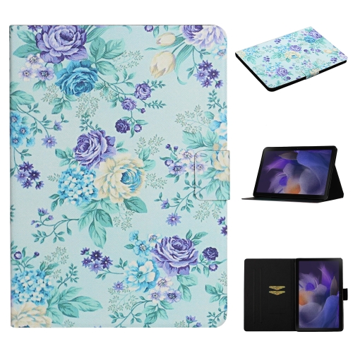 

For Samsung Galaxy Tab A9 Flower Pattern Horizontal Flip PU Tablet Case with Sleep / Wake-up Function(Purple Flower)