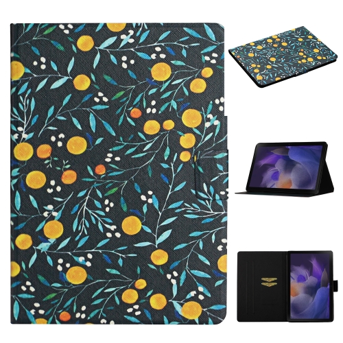 For Samsung Galaxy Tab A9 Flower Pattern Horizontal Flip PU Tablet Case with Sleep / Wake-up Function(Yellow Fruit) 7x7x1 7cm custom kraft jewelry drawer box with microfiber bag pouch personalized logo small paper gift packaging christmas