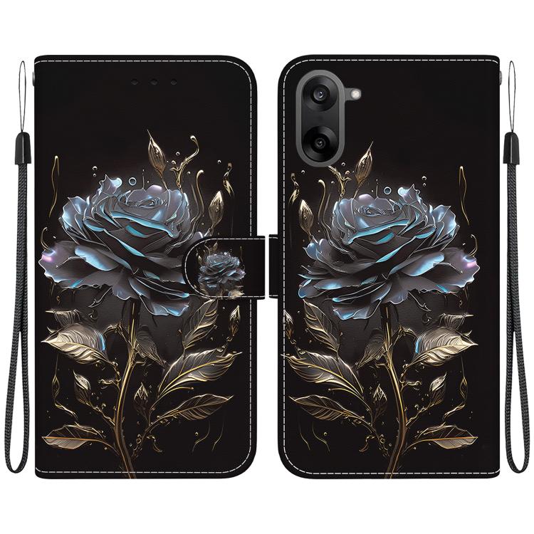 For OnePlus Ace 5 Racing / Nord CE5 Crystal Texture Colored Drawing Leather Phone Case(Black Rose)