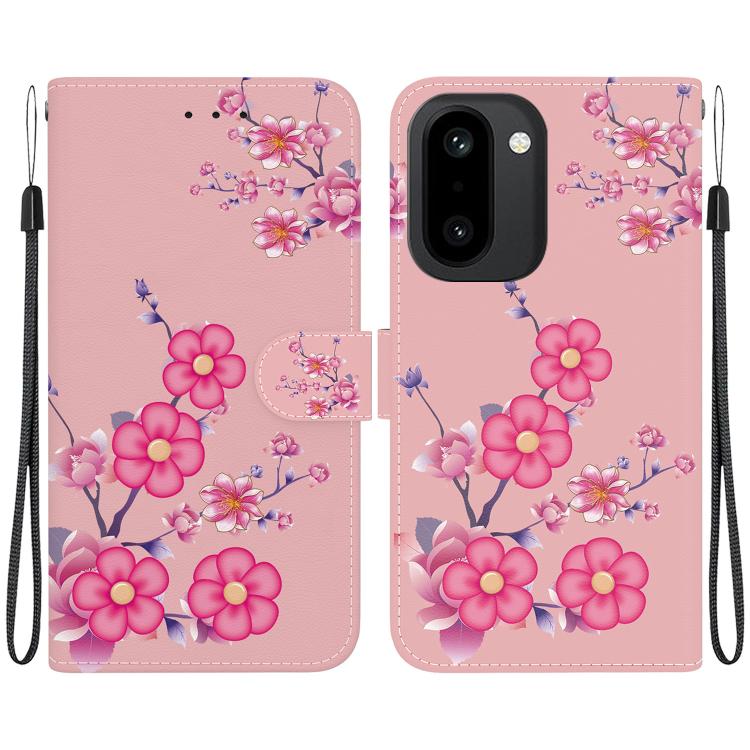 

For OnePlus 15R / Ace 6 / Ace 6T Crystal Texture Colored Drawing Leather Phone Case(Cherry Blossoms)